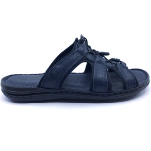 Dr.hoşnut Larcivert %100 Deri Orto Pedi Erkek Terlik