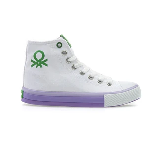 Benetton® | BN-30189 - 3374 Beyaz Lila - Kadın Spor Ayakkabı