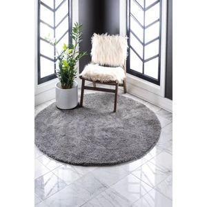 Angora Home  Solid Shaggy Makine Halısı 4371G Gri 100 cm x 100 cm Yuvarlak