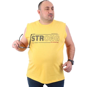 Erkek Büyük Beden T-Shirt Bis Yaka Strong Hardal 22127-3-STD