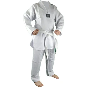 10012 Fitilli Kumaş Beyaz Yaka Taekwondo Elbisesi
