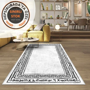 West Home Dijital Baskı Yıkanabilir Kaymaz Taban Salon Halısı Mutfak Halısı Yolluk
