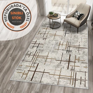 West Home Dijital Baskı Yıkanabilir Kaymaz Taban Salon Halısı Mutfak Halısı Yolluk