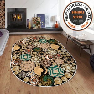 West Home Dijital Baskı Yıkanabilir Kaymaz Taban Salon Halısı Mutfak Halısı Yolluk
