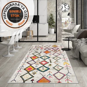 West Home Dijital Baskı Yıkanabilir Kaymaz Taban Salon Halısı Mutfak Halısı Yolluk