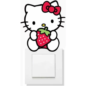 Piksel Grafik Hello Kitty - Çilekli Priz Sticker