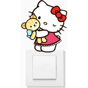 Piksel Grafik Hello Kitty - Ayıcıklı Priz Sticker