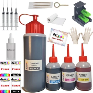 Canon MP180 MP190 MP210 (Pg 40 cl 41) Kartuş Dolum Seti 500ML SİYAH+3X100ML Renkli Mürekkep
