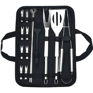 Love Home Paslanmaz Çelik Izgara Seti Barbekü Kombinasyonu Aracı Açık Izgara Seti Izgara Seti Bez Çanta Küçük Tüp Kolu 16 Parçalı Set (Yurt Dışından)