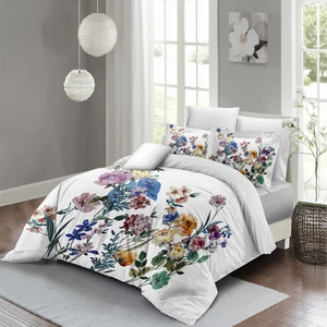 Flower Mix Çift Kişilik Nevresim Takımı 3D Pamuk Saten