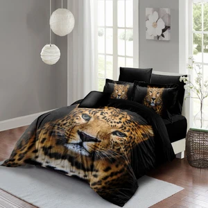 Leopard Çift Kişilik Nevresim Takımı 3D Pamuk Saten