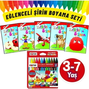 Ata Şirin Boyama Kitabı Seti 5 Li + Fatih 12 Renk Kuru Boya