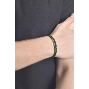 Unisex 3 mm Çelik Kapama Yeşil Deri Bileklik