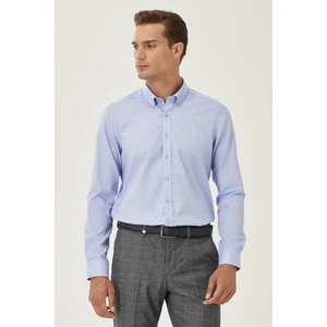 ALTINYILDIZ CLASSICS Erkek Açık Mavi Ütü Gerektirmeyen Non -ıron Slim Fit Dar Kesim %100 Pamuk Düğmeli Yaka Gömlek