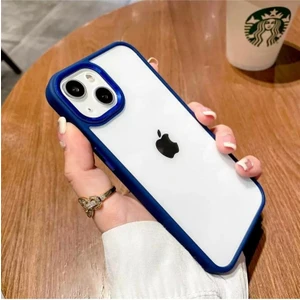 Iphone 13 Pro Max Uyumlu Kenarı Renkli Darbe Önleyici Şeffaf Silikon Kılıf