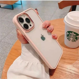 Iphone 13 Pro Max Uyumlu Kenarı Renkli Darbe Önleyici Şeffaf Silikon Kılıf