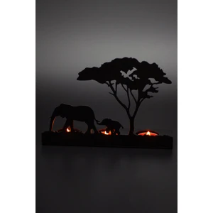 Fil ve Ağaç Desenli Metal Mumluk & Şamdanlık