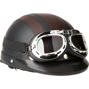Motosiklet Scooter Açık Yüz Yarım Deri Kask, Vizörlü(Yurt Dışından)