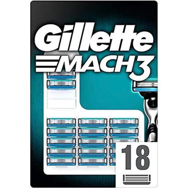Gillette Mach3 Renkli Yedek Tıraş Bıçağı 18'li Döner Başlık Özelliği ile Rahat