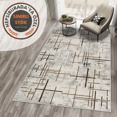 West Home Dijital Baskı Yıkanabilir Kaymaz Taban Salon Halısı Mutfak Halısı