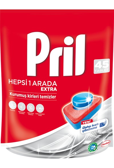 Pril Hepsi Bir Arada Extra 45 Yıkama Bulaşık Makinesi Deterjanı Tableti