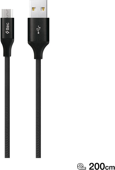 Ttec 2 Yıl Garantili Alumicable Xl Micro USB Şarj Kablosu 2 Metre