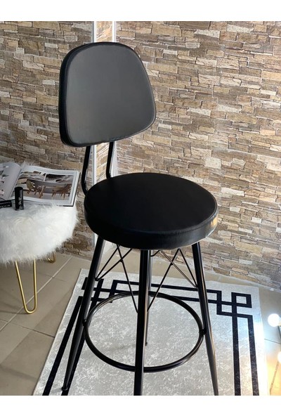 Okkored 1 Adet 65 cm Metal Ayaklı Deri Eyfel Bar Sandalyesi,bar Taburesi