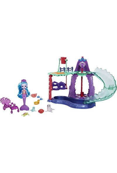 Görkemli Enchantimals Okyanus Krallığı Eğlenceli Su Parkı oyun seti (29 cm x 43 cm) ve Deniz Aslanı Shayda bebek, hayvan figürleri ve aksesuarlar HCG03