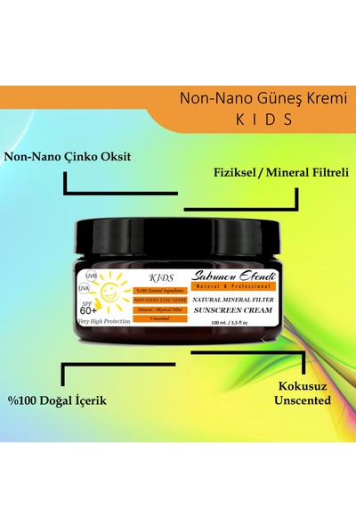 Sabuncu Efendi Kids Mineral Filtreli Non-Nano Çinko Oksit Güneş Kremi Koruyucu 50+ Spf Çocuk Bebek Doğal Içerikli