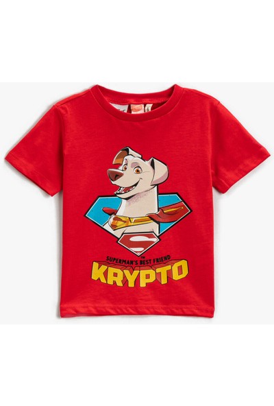 Koton Süper Köpek Krypto Baskılı Tişört Lisanslı Kısa Kollu Pamuklu