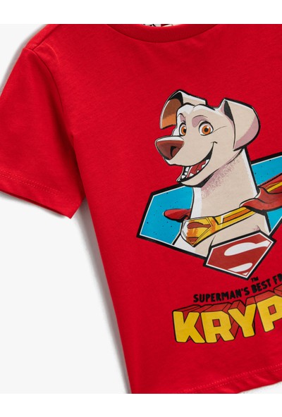 Koton Süper Köpek Krypto Baskılı Tişört Lisanslı Kısa Kollu Pamuklu