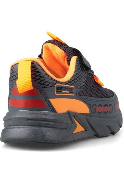 Minicup 2 Gri Turuncu Renk Cırtlı Erkek Çocuk Spor Ayakkabı