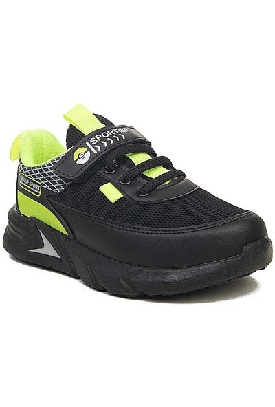 Minicup 3 Siyah Yeşil Renk Cırtlı Erkek Çocuk Spor Ayakkabı