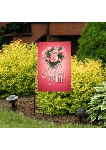 2 Adet Sevgililer Günü Bahçe Bayrağı Festival Atmosfer Bahçe Banner (QR001) (Yurt Dışından)