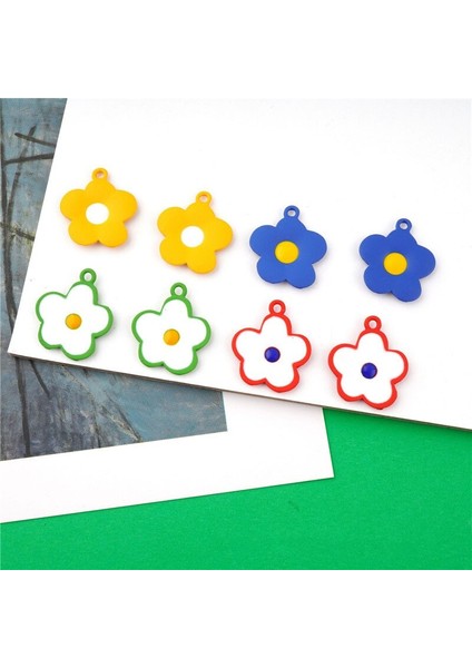 50 Adet / Grup Renk Kauçuk Boya Karikatür Çiçekler Şekil Alaşım Yüzer Locket Charms Dıy Takı Küpe / Konfeksiyon Aksesuar | Charms