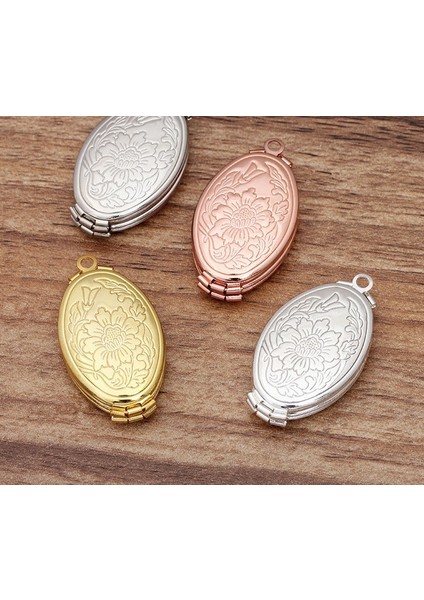 10 Adet / Grup 20 * 33MM Metal Pirinç Oval Yüzer Locket Kolye Fotoğraf Bellek Locket | Kolye