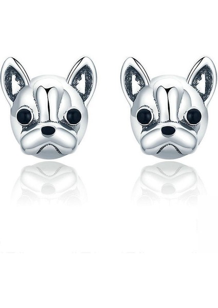 Kulak Çiviler Fransız Bulldog Köpek S925 Gümüş Küpe Tören