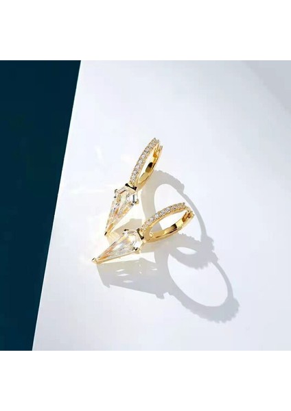 Sterling 100% 925 Gümüş Yüksek Karbon Elmas 18 K Altın V Şekil Küpe Kadınlar Için Düğün Doğum Günü Taş Takı Dropship | Saplama Küpe modelleri