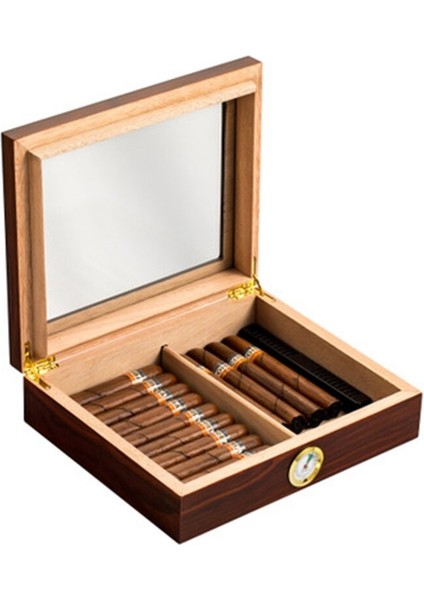 Cedar Ahşap Puro Seyahat Nemlendirici Higrometre Puro Humidor Sigaren Kutusu ile Taşınabilir Puro Kılıfı Taşınabilir Puro Kılıf | Puro Aksesuarları