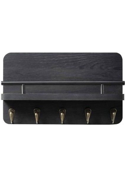 Duvar Asılı Ahşap Anahtar Askı Tutucu Raf - Siyah (Yurt Dışından)