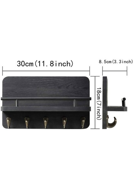 Duvar Asılı Ahşap Anahtar Askı Tutucu Raf - Siyah (Yurt Dışından) fırsatları
