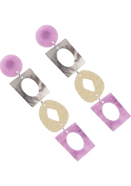 Zarif Akrilik Geometrik Uzun Dangle Küpe Kadınlar Bildirimi Mor Mor fırsatları