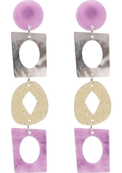 Zarif Akrilik Geometrik Uzun Dangle Küpe Kadınlar Bildirimi Mor Mor indirimleri