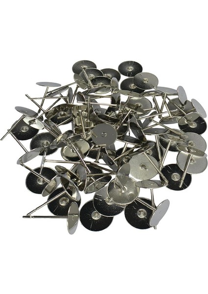100 Adet 8mm Boş Pad Saplama Küpe Mesaj Peg Pin Dıy Yapma Bulguları-Beyaz