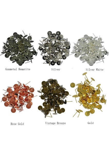 100 Adet 8mm Boş Pad Saplama Küpe Mesaj Peg Pin Dıy Yapma Bulguları-Beyaz