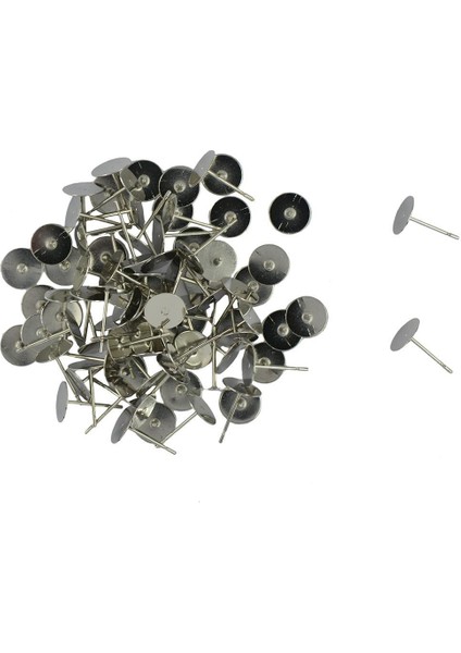 100 Adet 8mm Boş Pad Saplama Küpe Mesaj Peg Pin Dıy Yapma Bulguları-Beyaz
