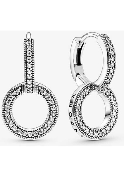 Köpüklü Çift Hoop Gümüş Küpe S925 1 Pair | Saplama Küpe