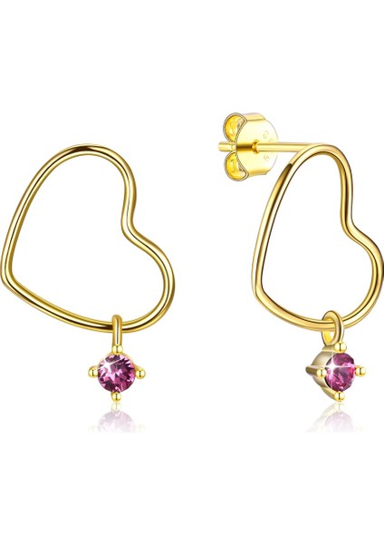 Sterling Gümüş 925 Takı Kalp Küpe Kadınlar Için Mor Avusturya Kristal Asılı Saplama Küpe Yıldönümü Hediye En Iyi | Saplama Küpe