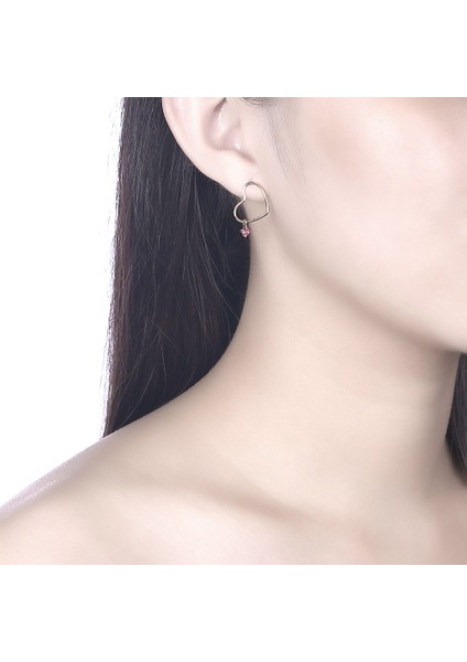 Sterling Gümüş 925 Takı Kalp Küpe Kadınlar Için Mor Avusturya Kristal Asılı Saplama Küpe Yıldönümü Hediye En Iyi | Saplama Küpe modelleri