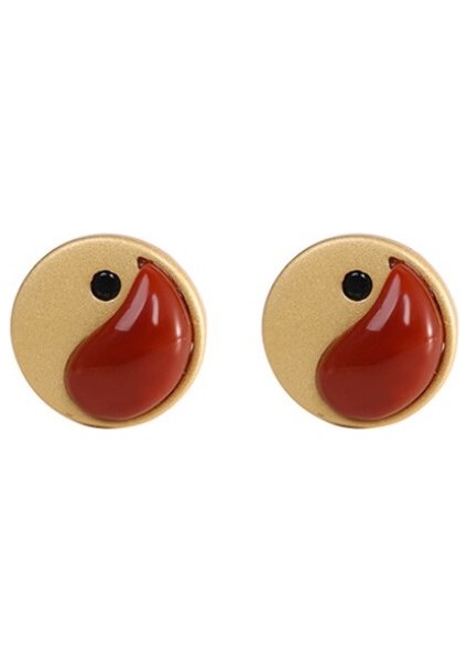 Taoism 9mm Mini Akik Çiviler Küpe Kadınlar Için Doğal Gemstones Brincos 925 Gümüş Egzotik Takı Altın Dini Hediyeler | Saplama Küpe